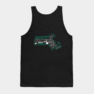 Massachusetts Springfield cute map Salem Lowell Lawrence Lynn Worcester Tank Top